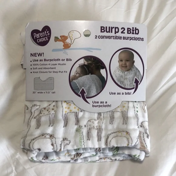Parents Choice - Burp 2 Bib Cloths - Picture 1 of 3